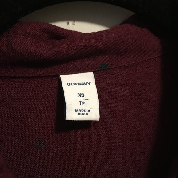 Burgundy & Black Polka Dot Button Down Rayon Shirt - Picture 10 of 15
